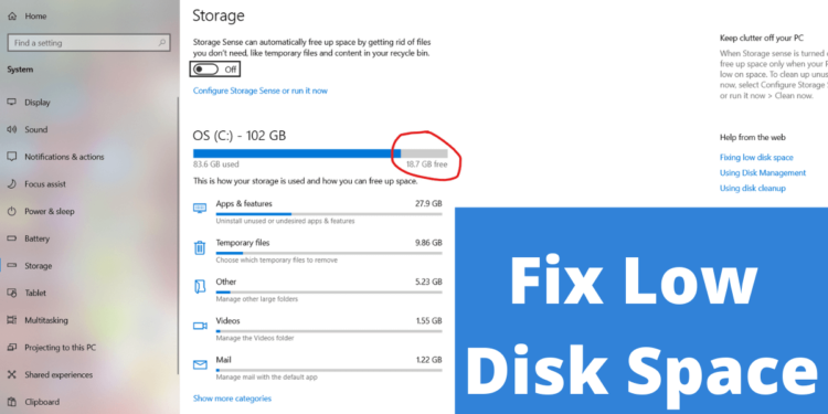 How to free up space on windows