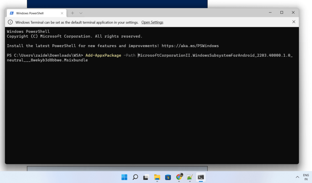 Install Windows Subsystem for Android in windows 11