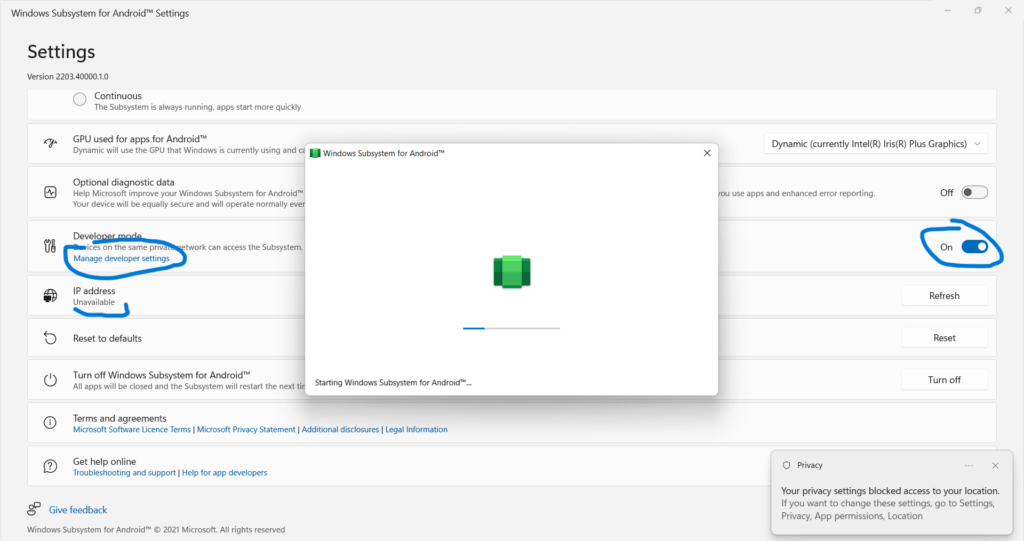Install Windows Subsystem for Android in windows 11